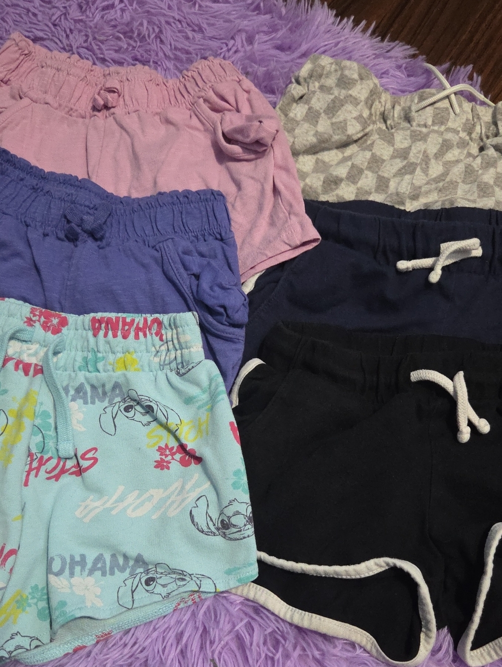 Kids Multi-Pack Casual Shorts - Pink, Purple, Blue, Gray, Black, Aqua